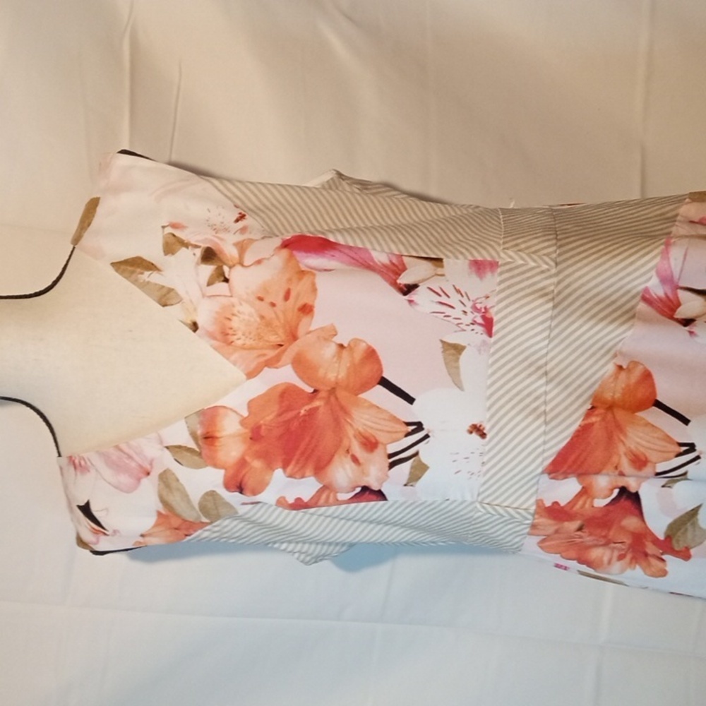 Calvin Klein Pink & Orange Floral Asymmetrical Dress